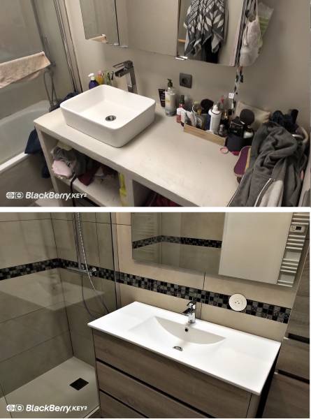 Avant /Après  Rénovation d'une salle de bain avec receveur extra plat